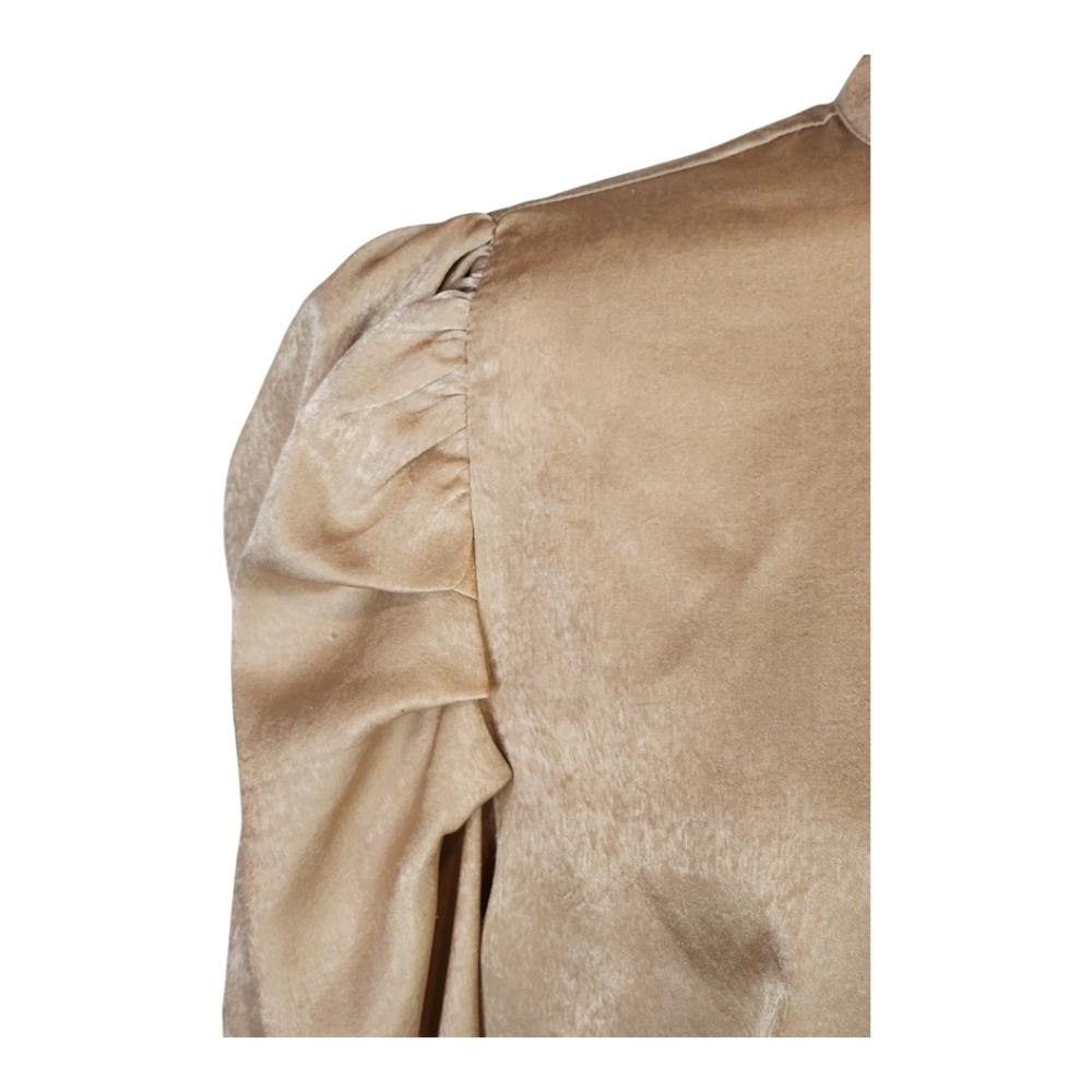 A. Calin by Flying Tomato Champagne Puff Sleeve Blouse Size Large - Picture 2 of 9